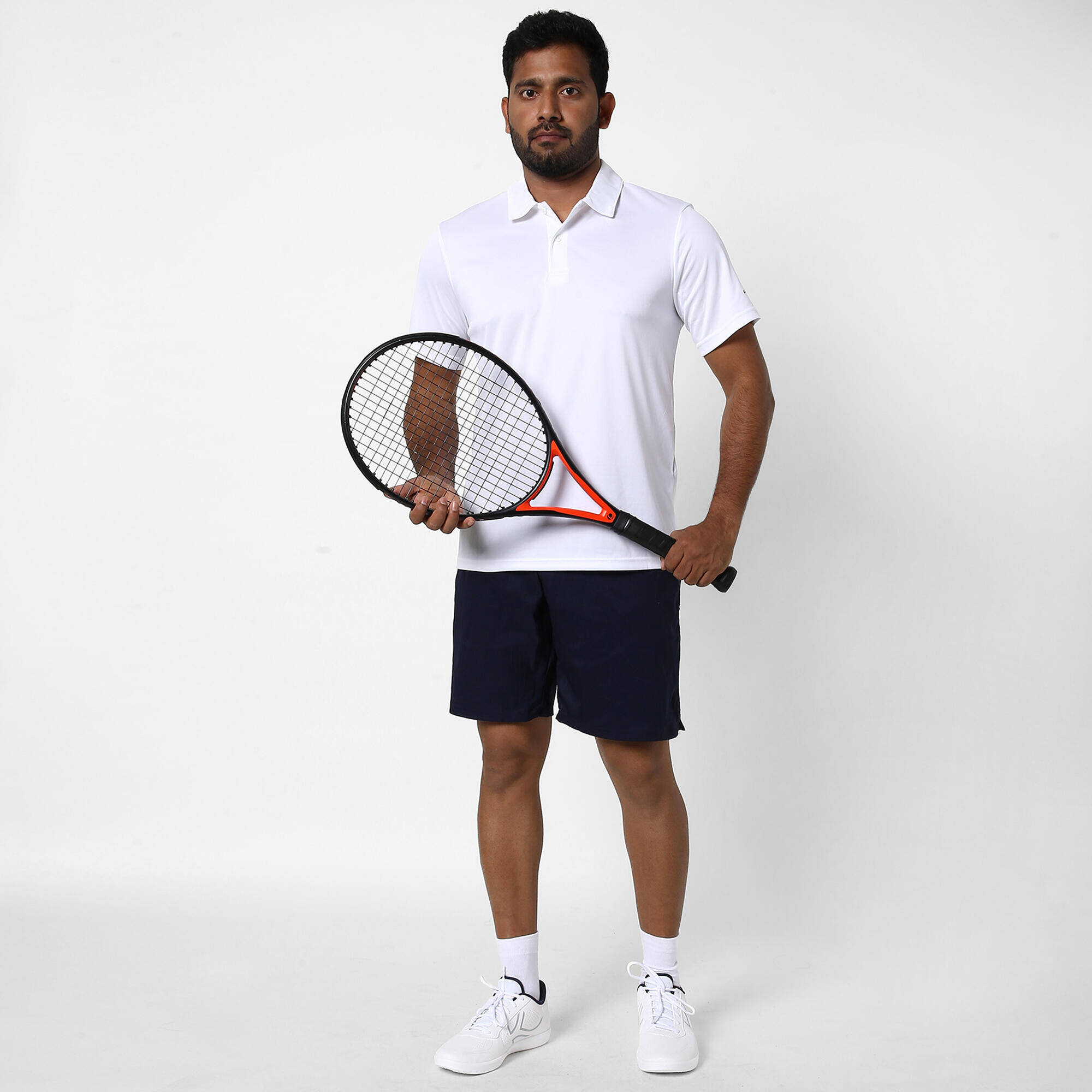 Men Tennis Short Sleeved Polo Shirt Dry 100 White -  3