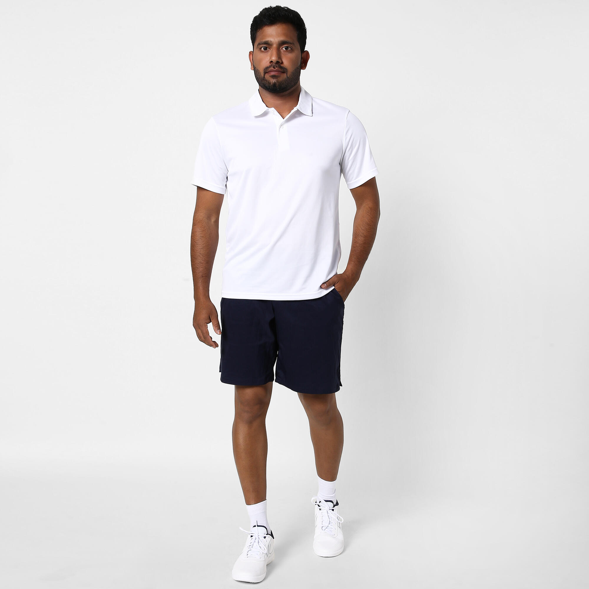Men Tennis Short Sleeved Polo Shirt Dry 100 White