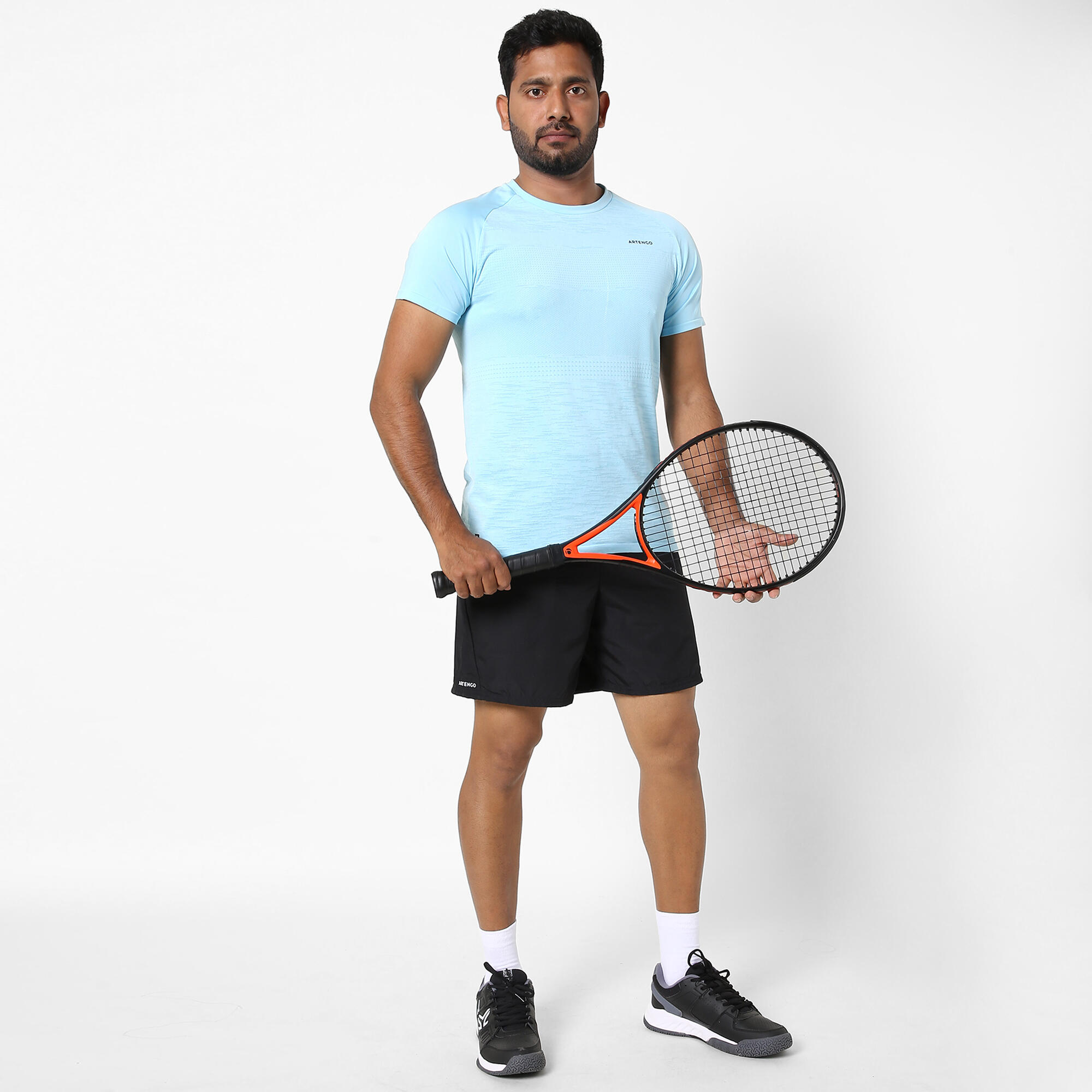 Pantalón corto de tenis hombre Artengo 100 Dry negro 3/8