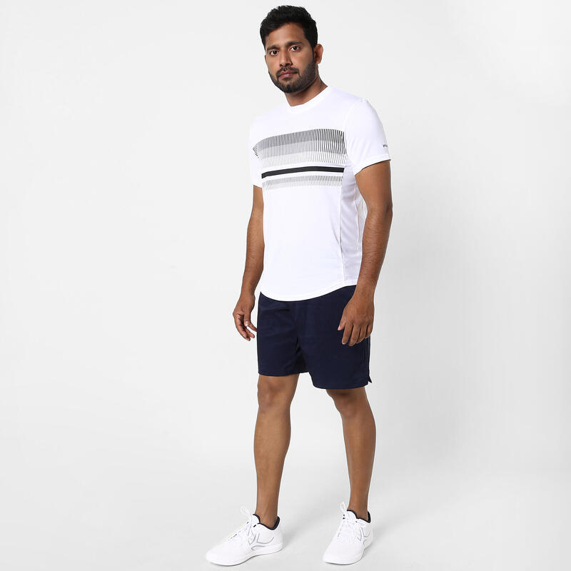 Camiseta de tenis manga corta transpirable hombre Artengo TTS100 blanco