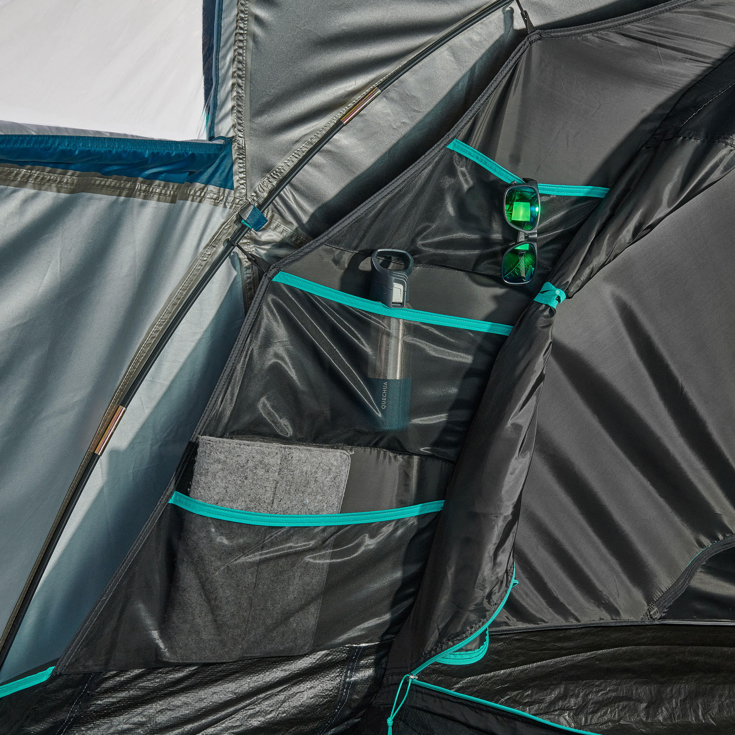 Camping Tent 3-Person, MH 100 XL Fresh & Black - QUECHUA