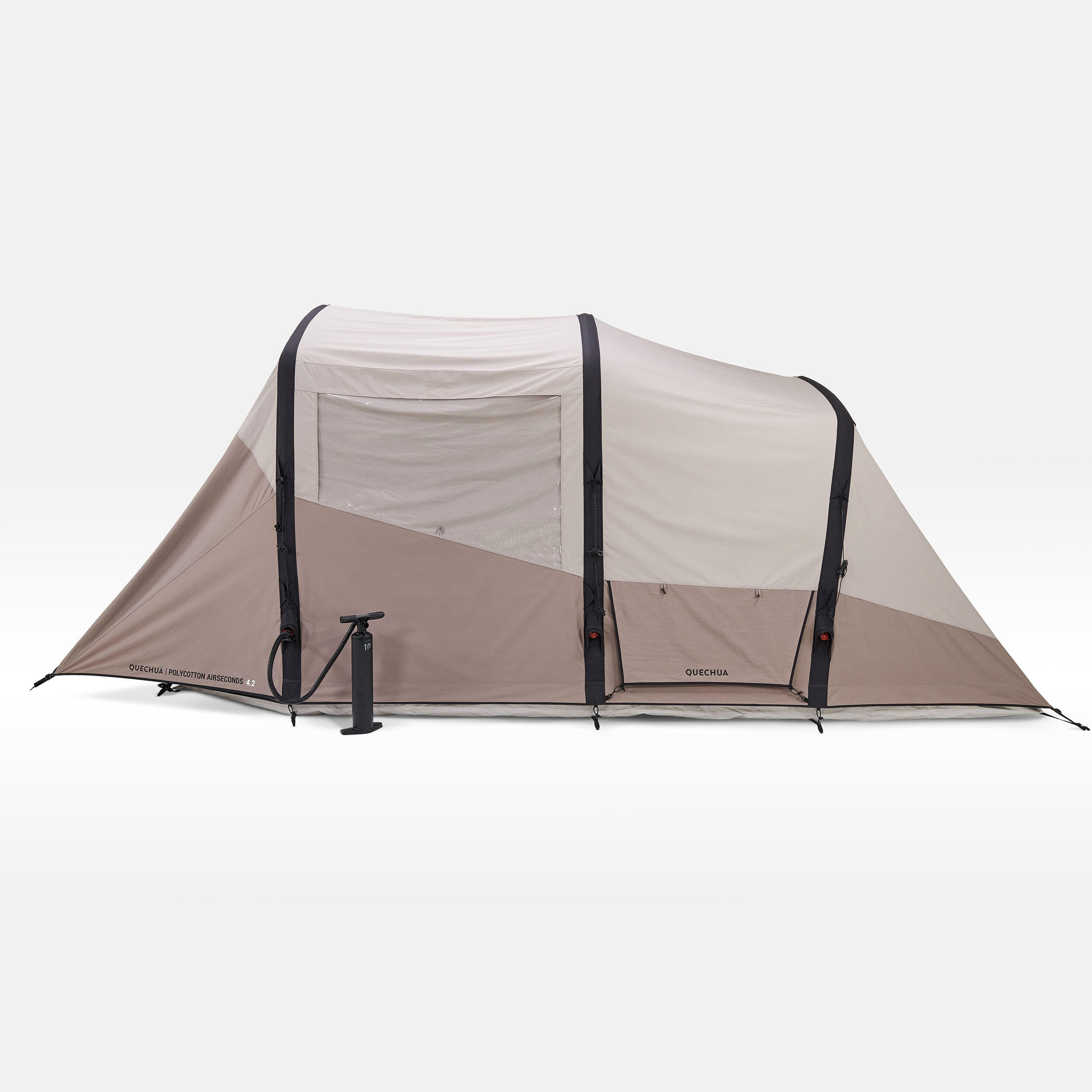 QUECHUA Rodinný nafukovací stan AirSeconds 4.2 Polycoton 4 o. béžový bez · záber 9