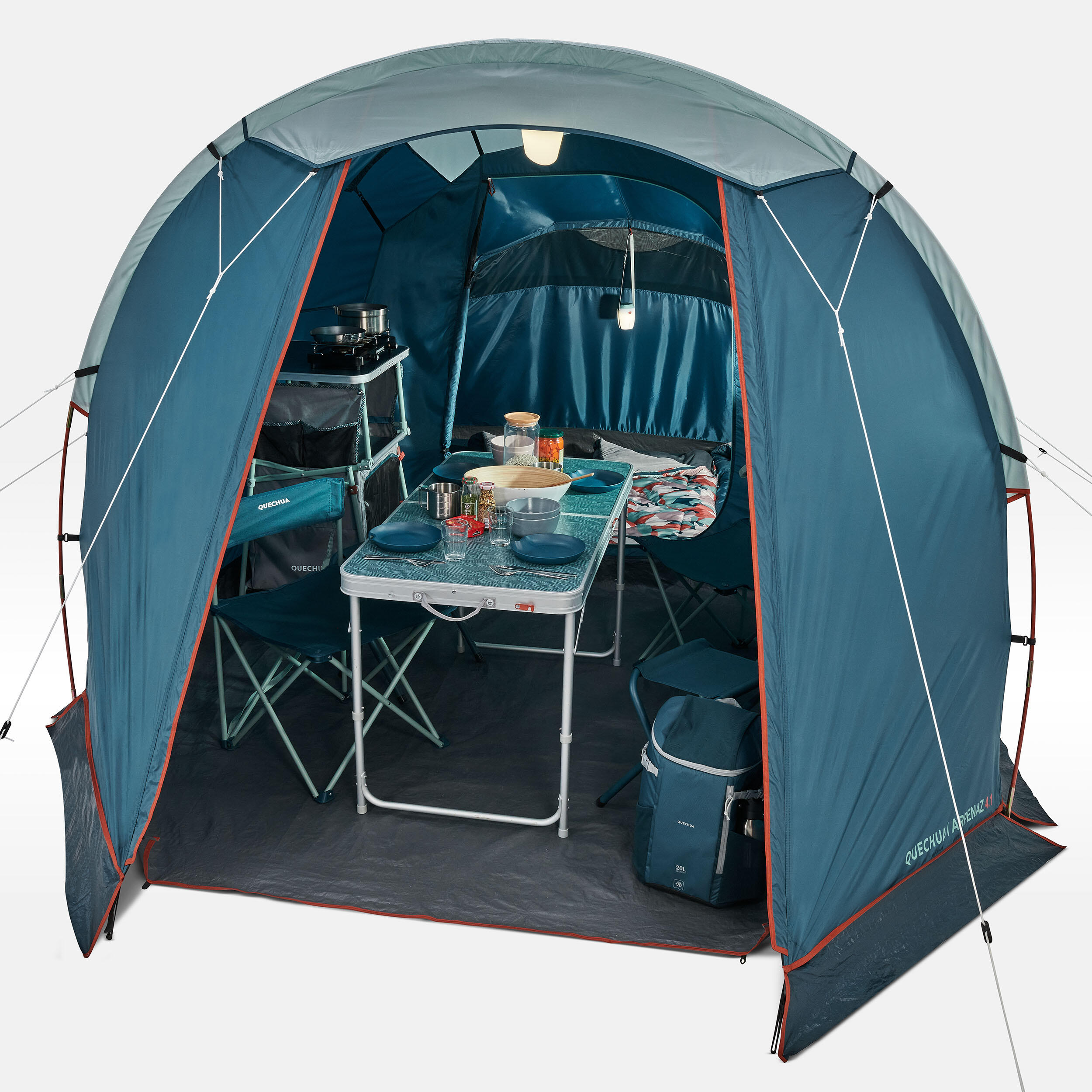 4 Person 1 Bedroom Camping Tent Arpenaz 4.1 - Blue