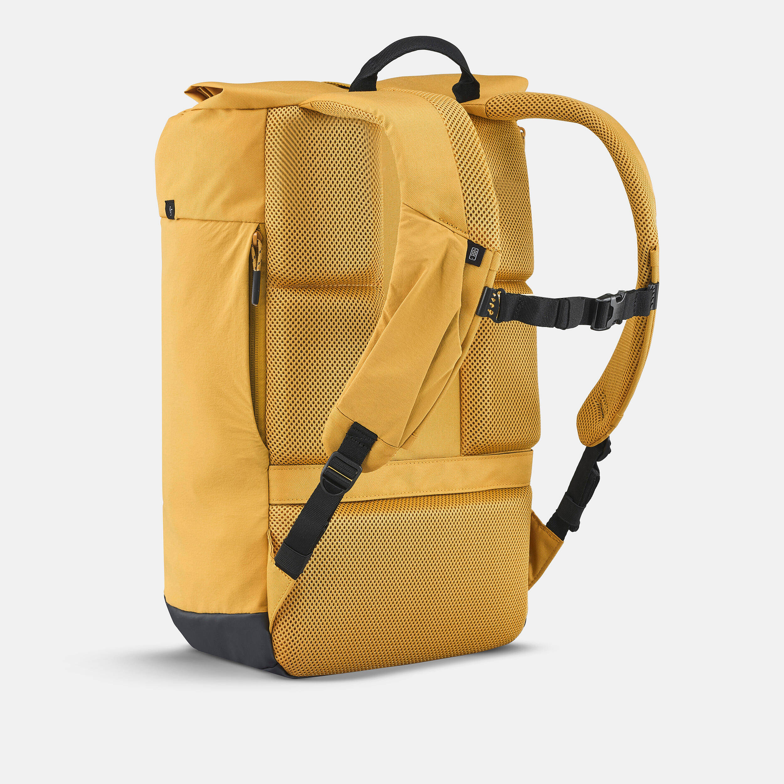 Adult Travel Backpack for Hiking 23L - Escape 500 Rolltop Yellow -  2