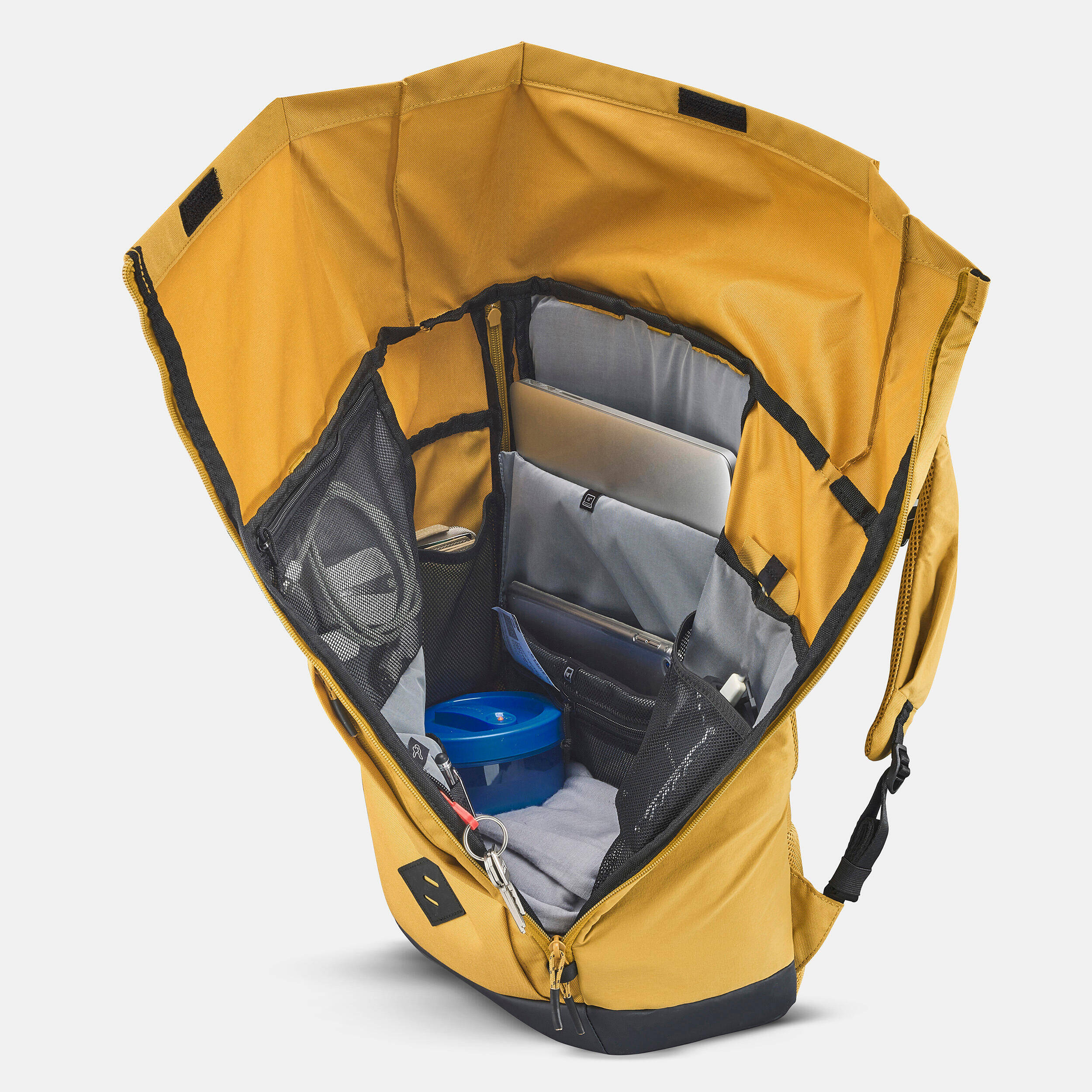 Adult Travel Backpack for Hiking 23L - Escape 500 Rolltop Yellow -  5