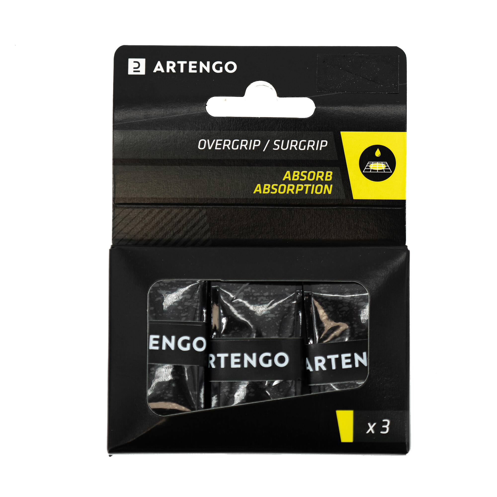 Ruban de recouvrement pour raquette de tennis x3 - noir - ARTENGO