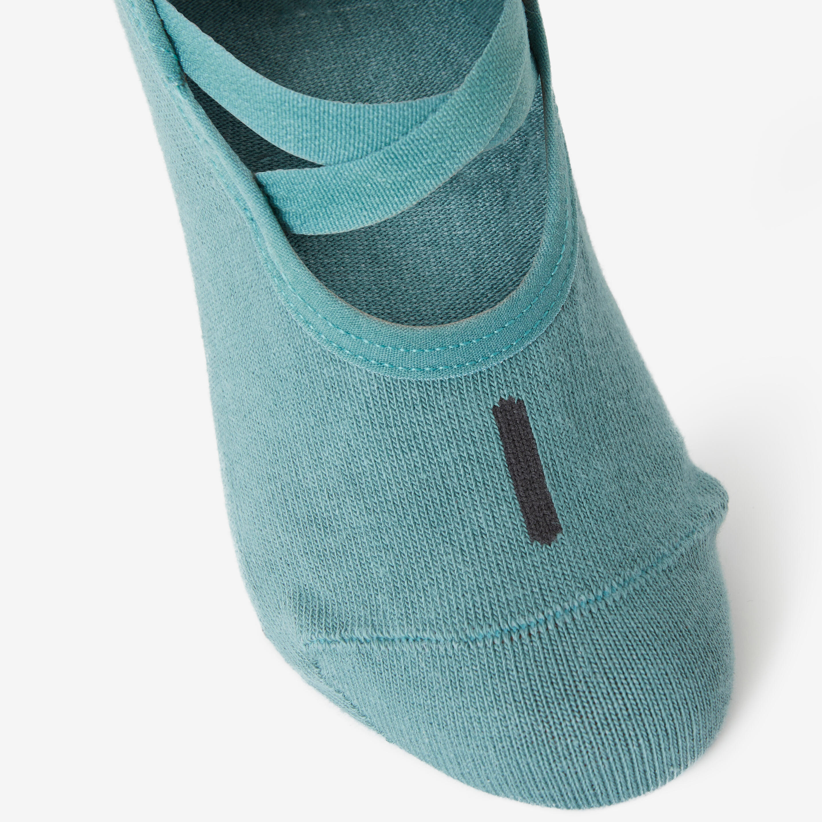 Women's Fitness Non-Slip Cotton Ballet Socks 500 - Green 3/4