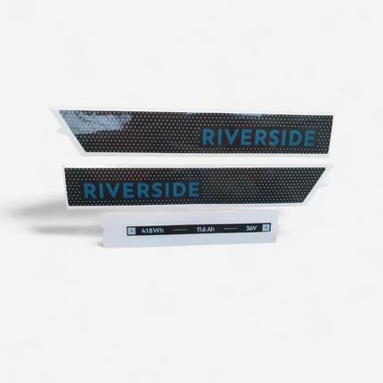 STICKER DE BATTERIE RIVERSIDE 540E GRIS VERT BLEU FONCE