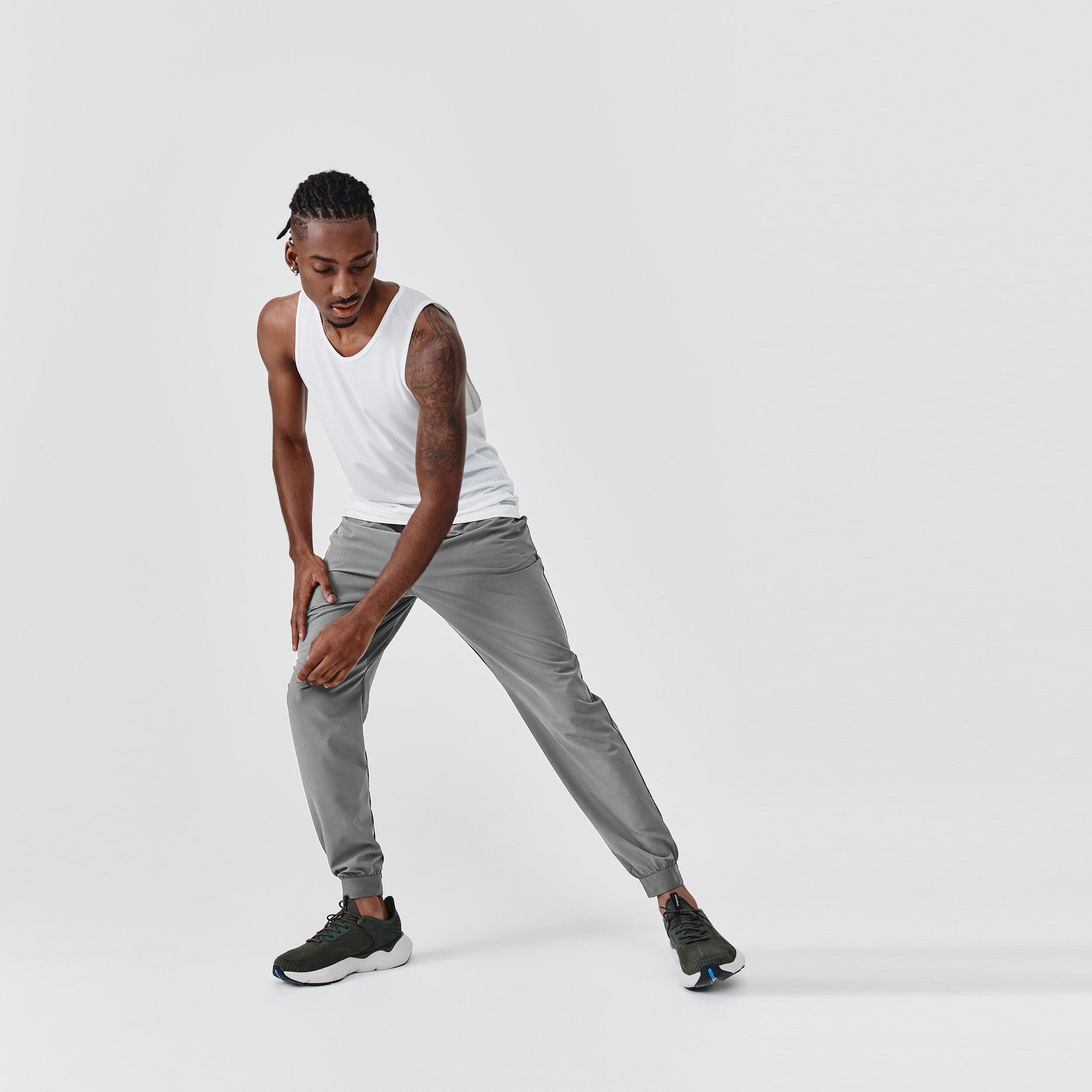 Men Running Trackpants, Quick Dry, Moisture Wicking with Zippered Pocket - Grey