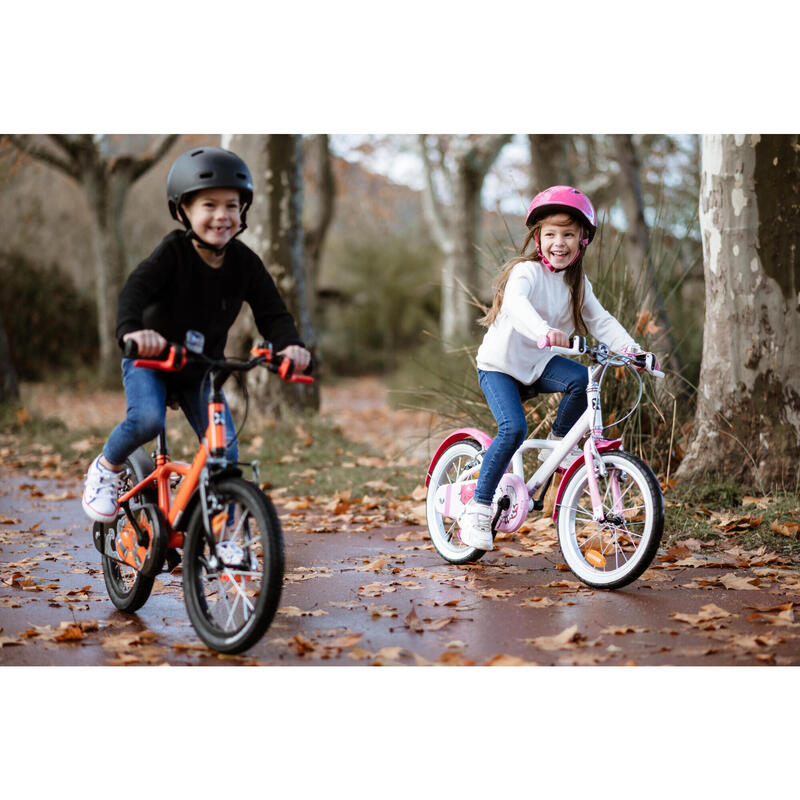 Bicicleta niños 16 pulgadas Btwin 500 Doctor Girl blanca rosa 4,5 - 6 años