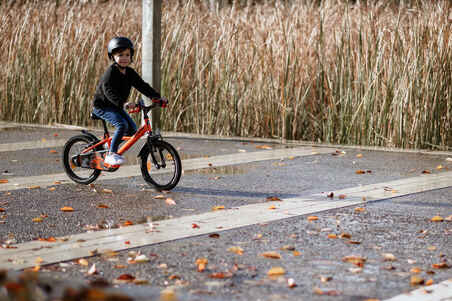 Kids' 16-inch, chain guard, easy-braking bike, orange