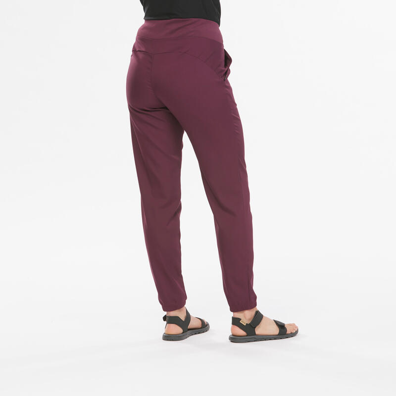Pantalon Drumeție în natură NH100 Bordo Damă 