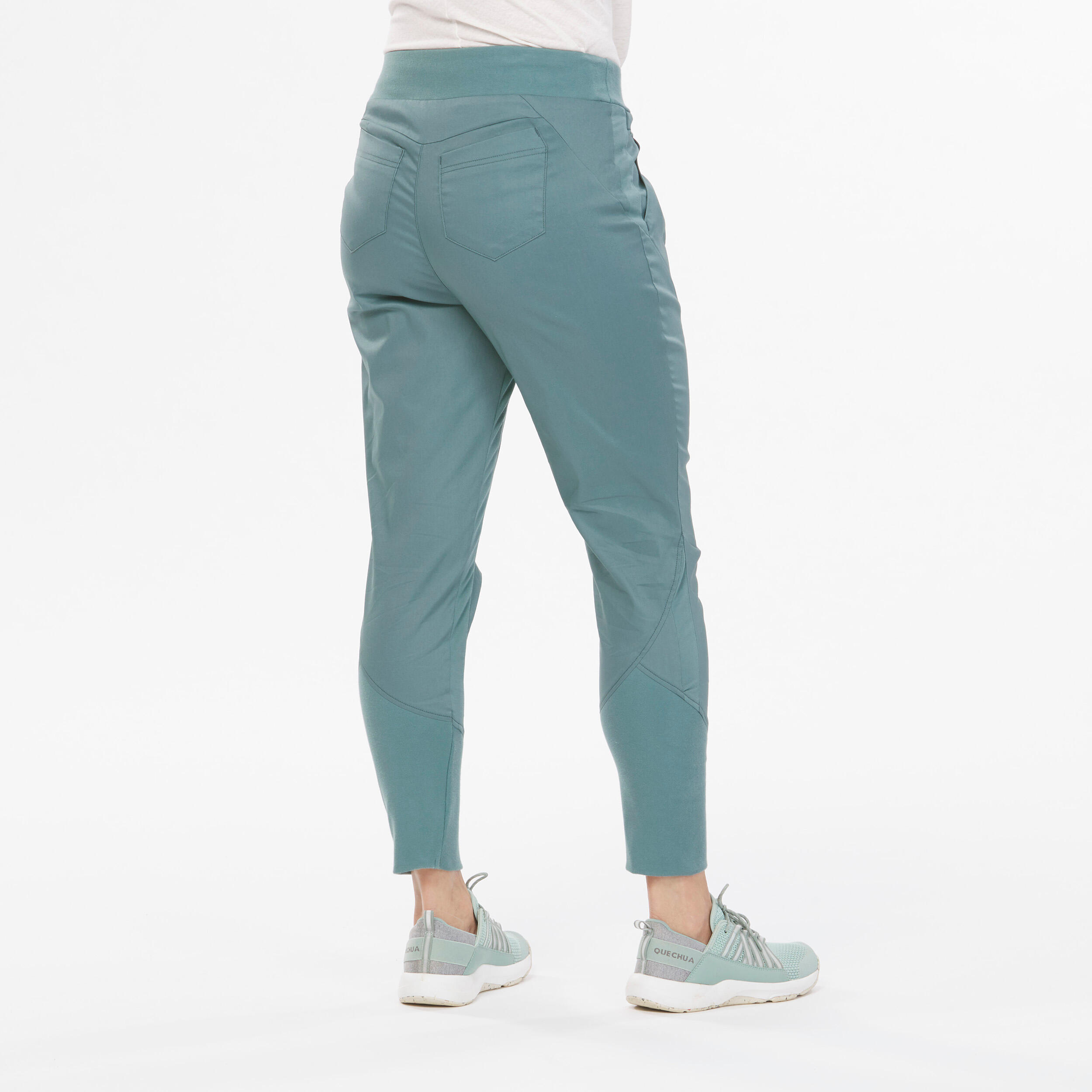 Pantaloni trekking donna NH500 SLIM verde oliva. 3/9