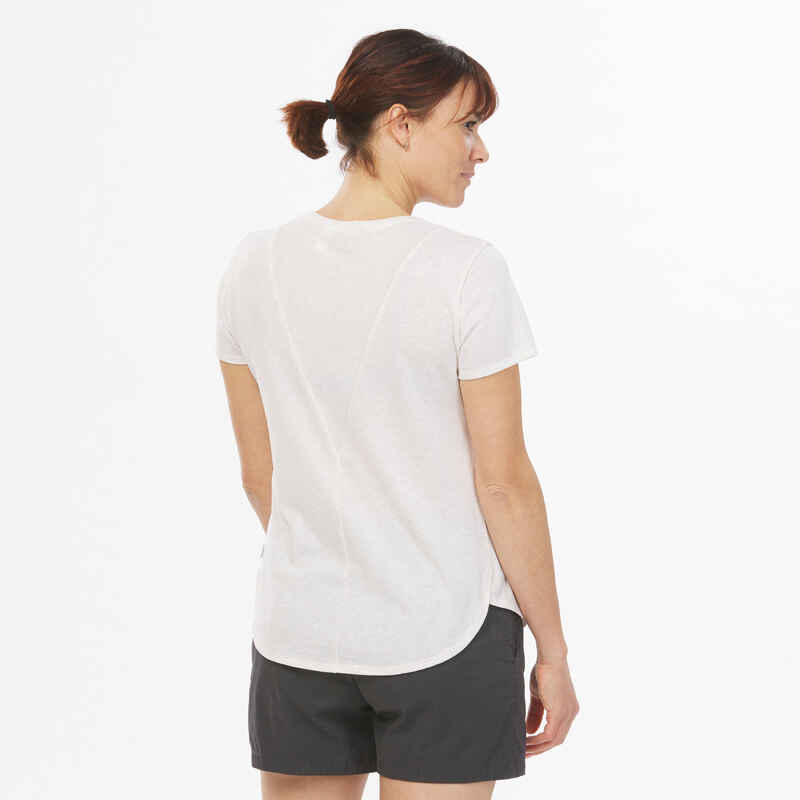 Playera de senderismo blanca para mujer NH500