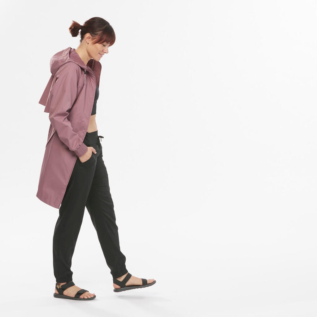 Chaqueta Impermeable Para Senderismo y Trekking Mujer Tipo gaban Quechua caqui