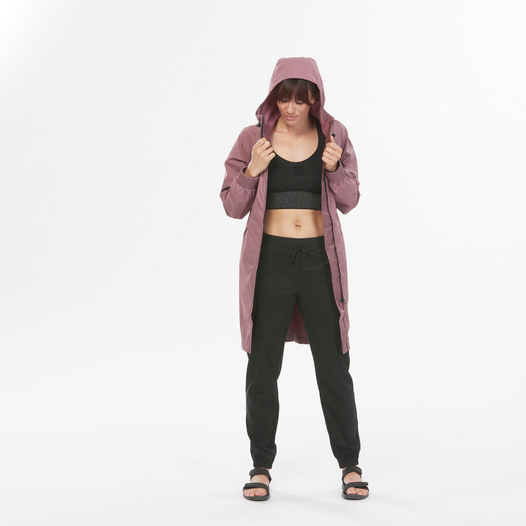 Chaqueta Impermeable Para Senderismo y Trekking Mujer Tipo gaban Quechua caqui