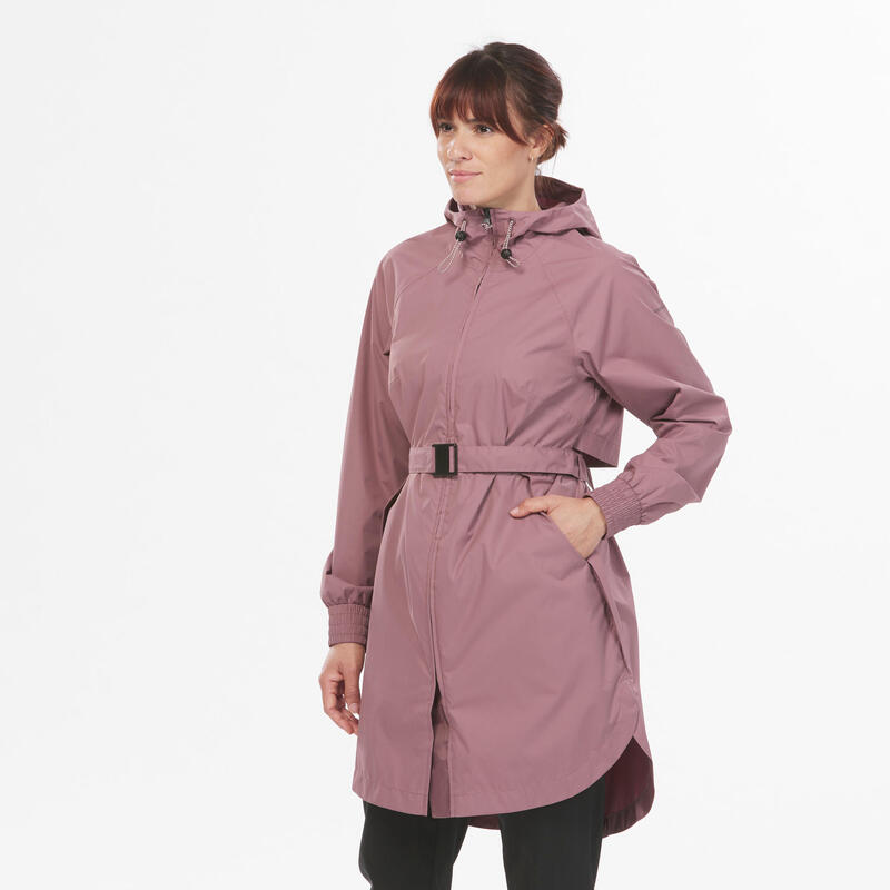 Lange regenjas voor wandelen dames Raincut Long paars