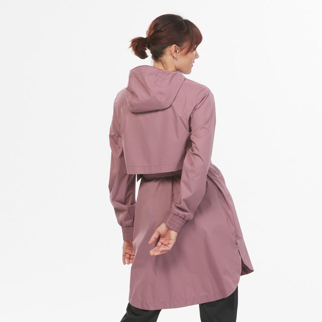 Chaqueta Impermeable Para Senderismo y Trekking Mujer Tipo gaban Quechua caqui