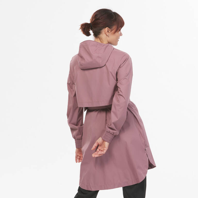 Women Waistbanded Rain Jacket with Storage Pouch Pink - NH150
