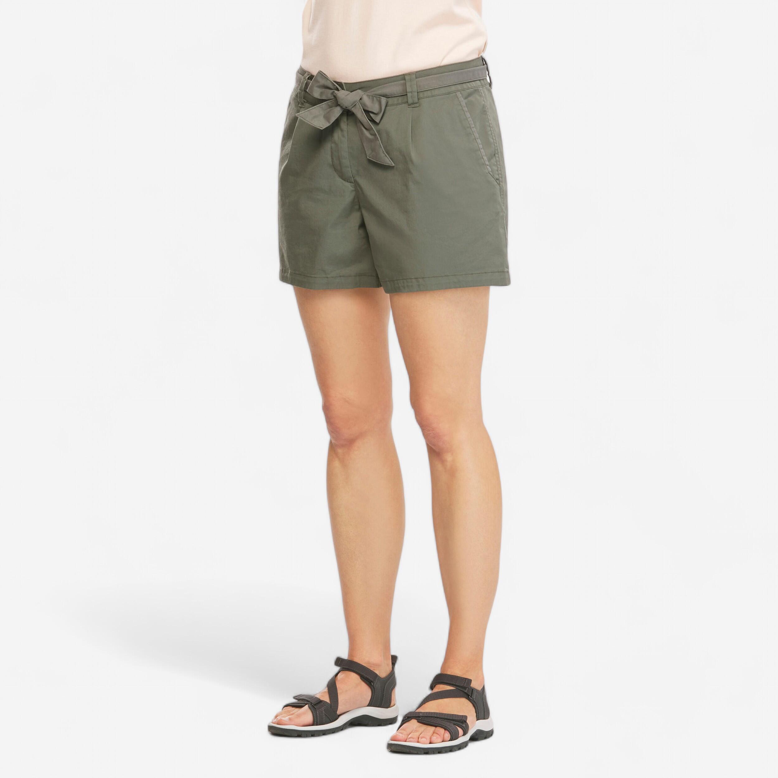 Pantalon scurt Drumeție în natură NH100 Kaki Damă