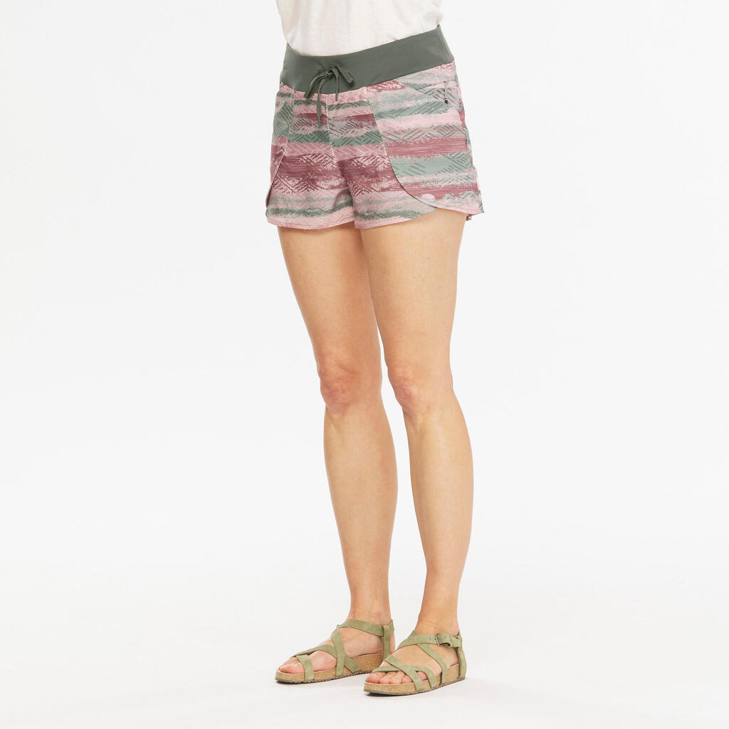 Wandershorts Damen slim - NH500 khaki/rosa