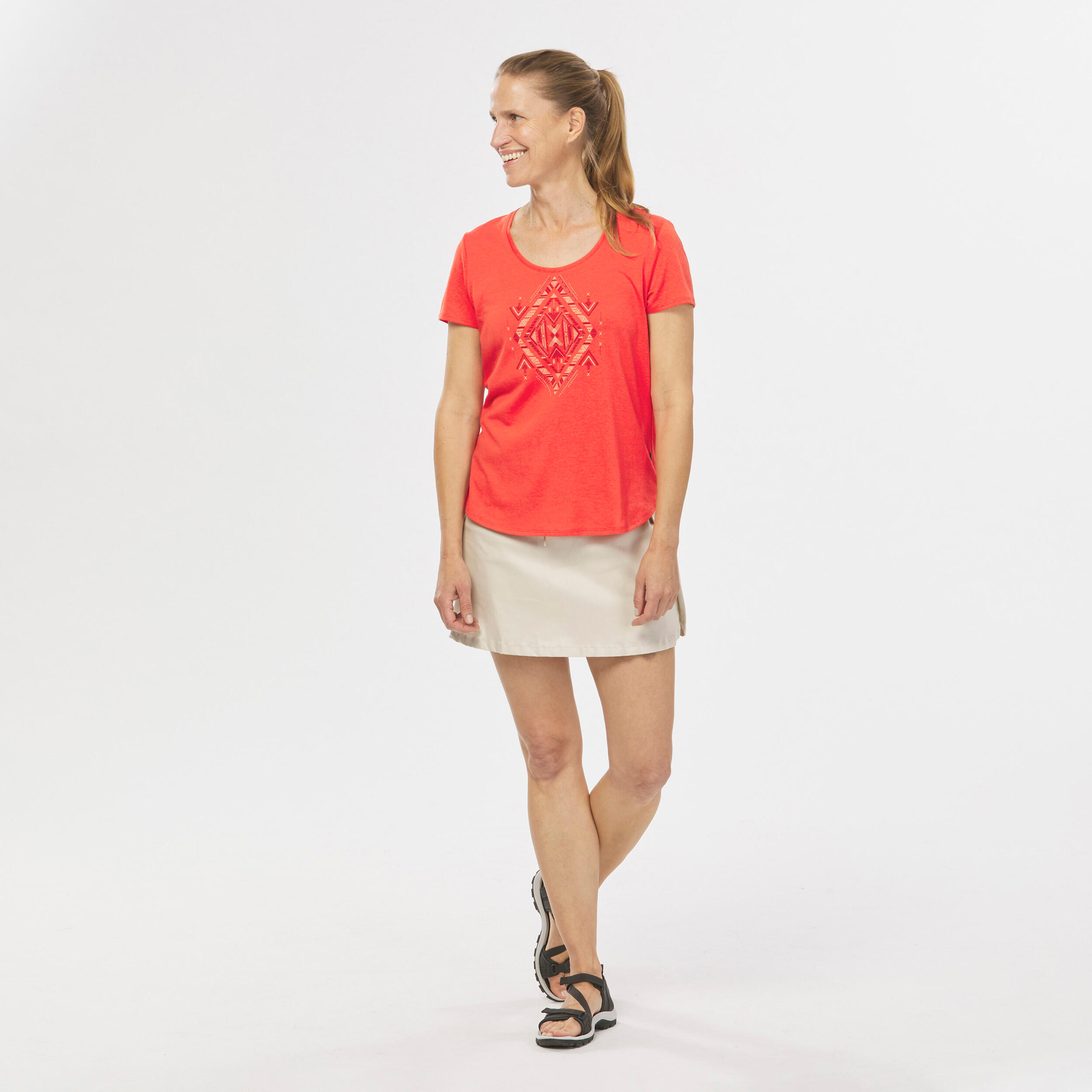 Women’s hiking T-shirt, NH500 - Orange 3/7