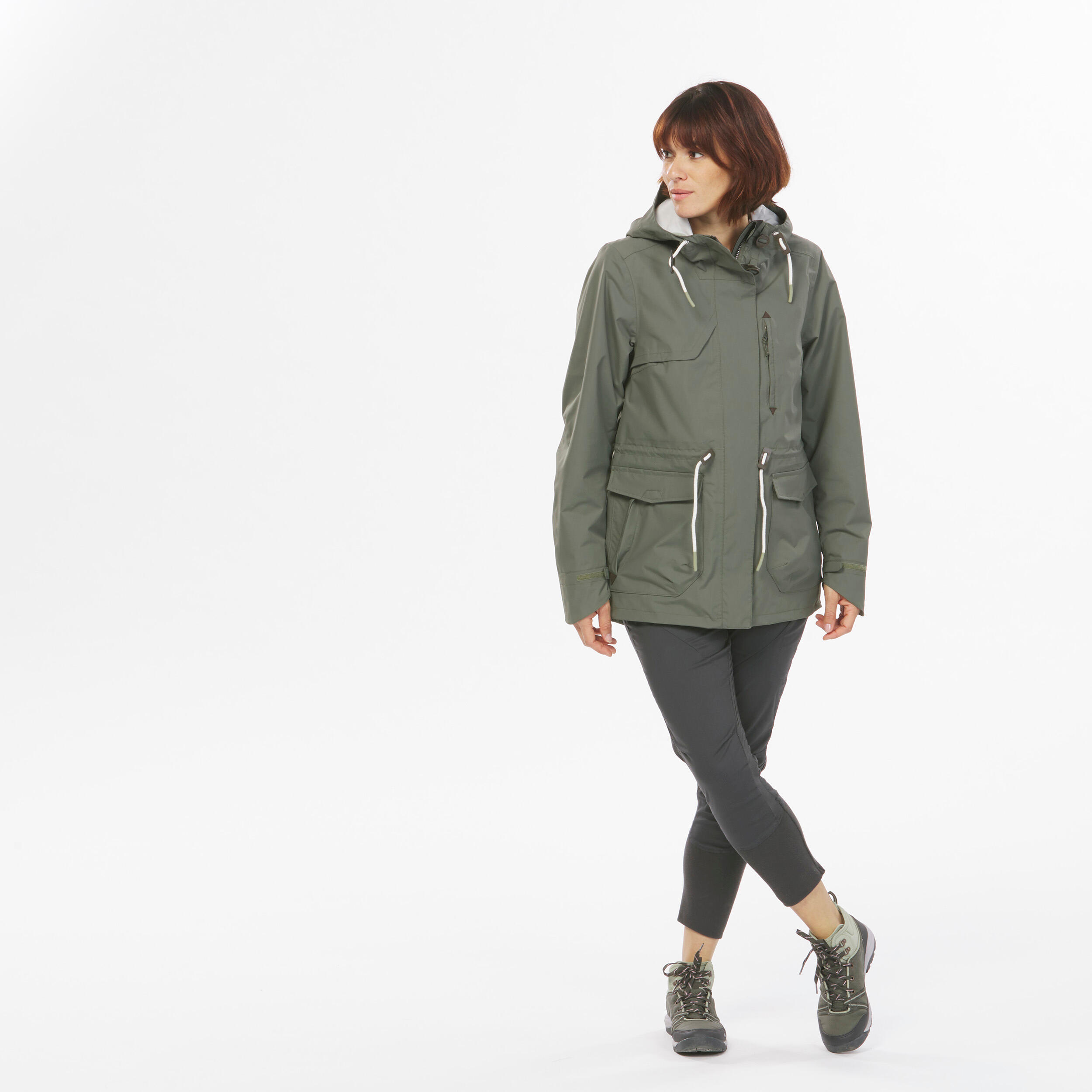 Giacca trekking donna NH550 verde oliva 2/16