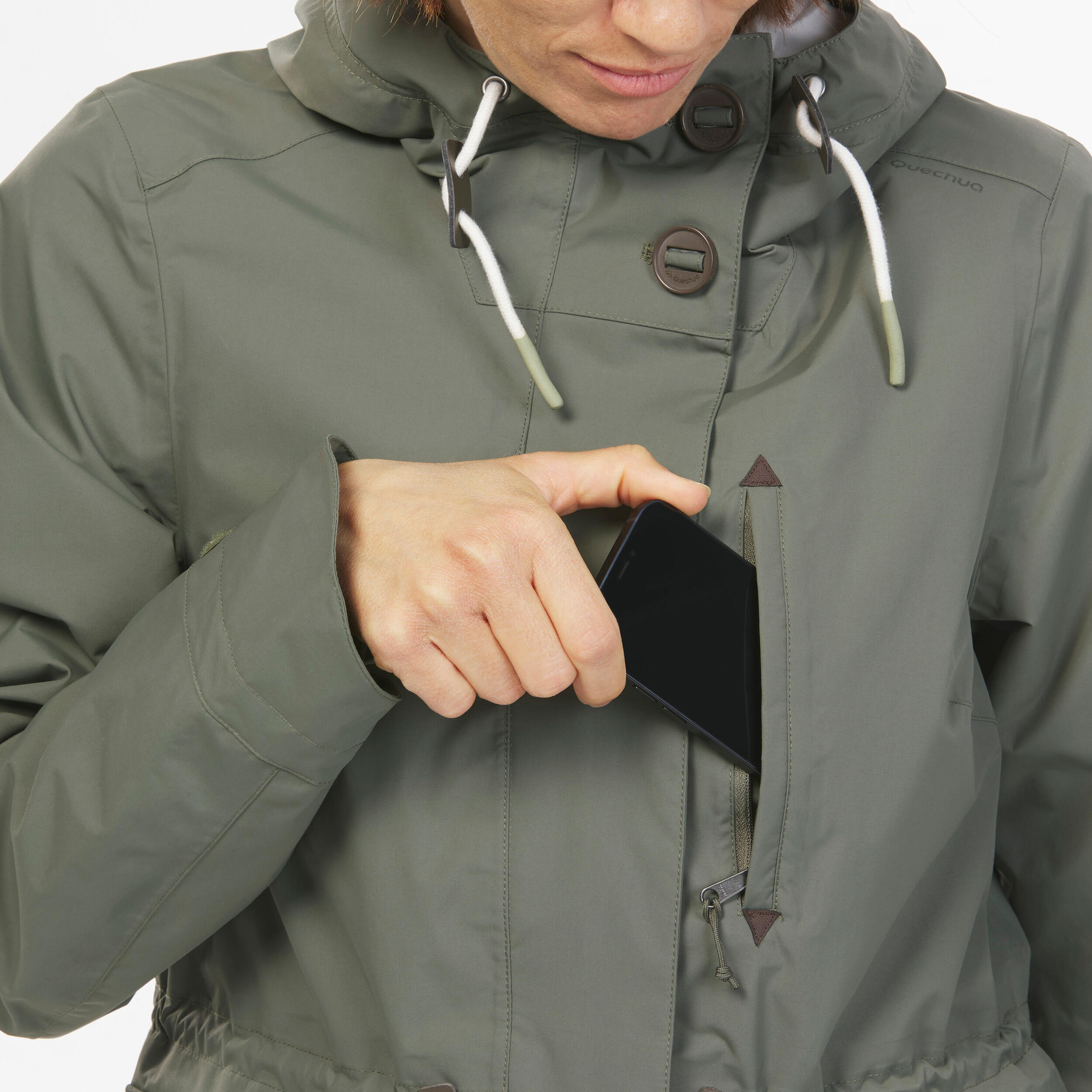 Chaqueta impermeable de montaña y trekking Mujer Quechua NH550 6/7
