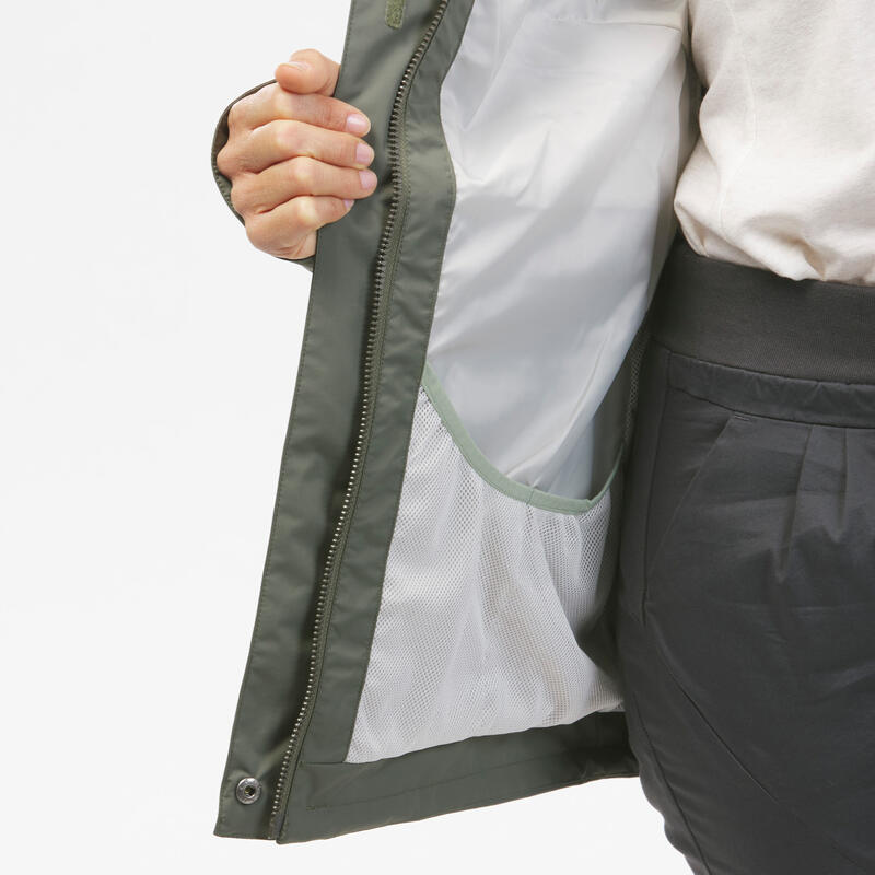 Geacă parka impermeabilă drumeție NH500 verde damă