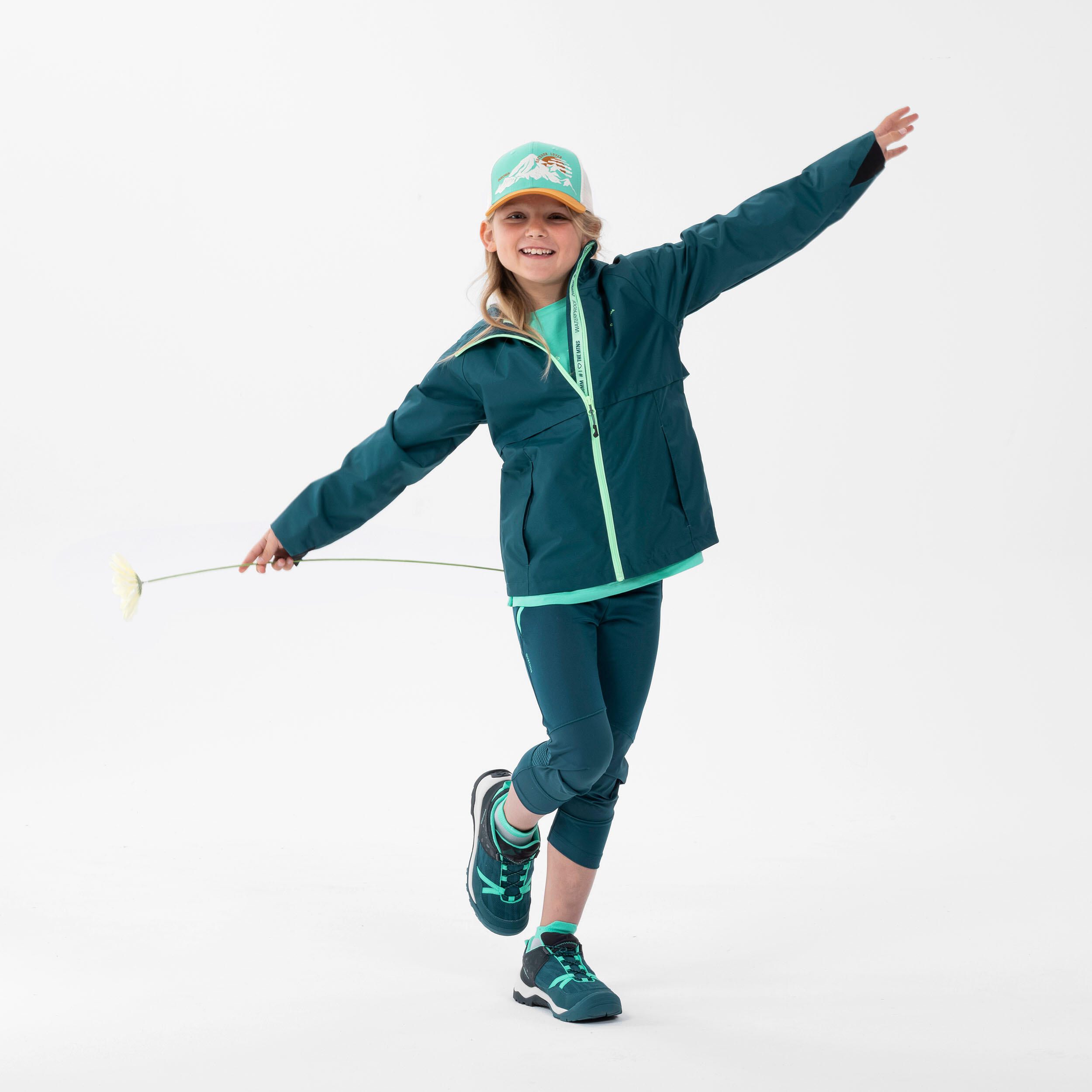 Kids’ Hiking Waterproof Jacket MH500 7-15 Years - green  2/13