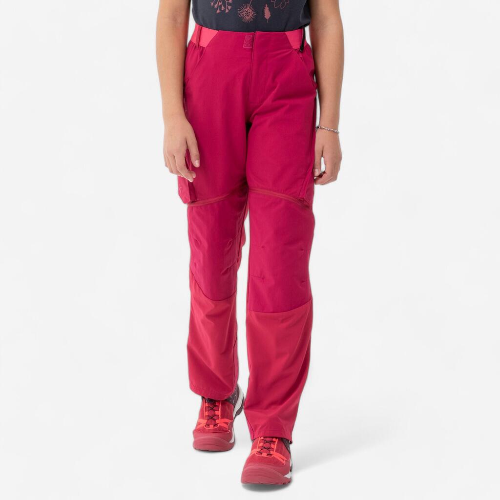 Kids’ modulable hiking trousers MH500 raspberry 7-15 years
