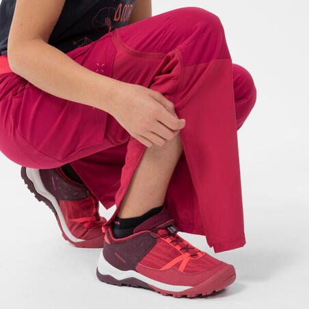 Штани модульні MH500 дитячі для гірського туризму від 7 до 15 років малинові