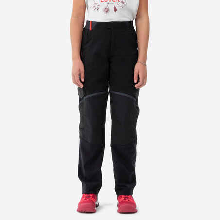 Črne prilagodljive pohodniške hlače MH500 ONEZIP za otroke (7-15 let) 