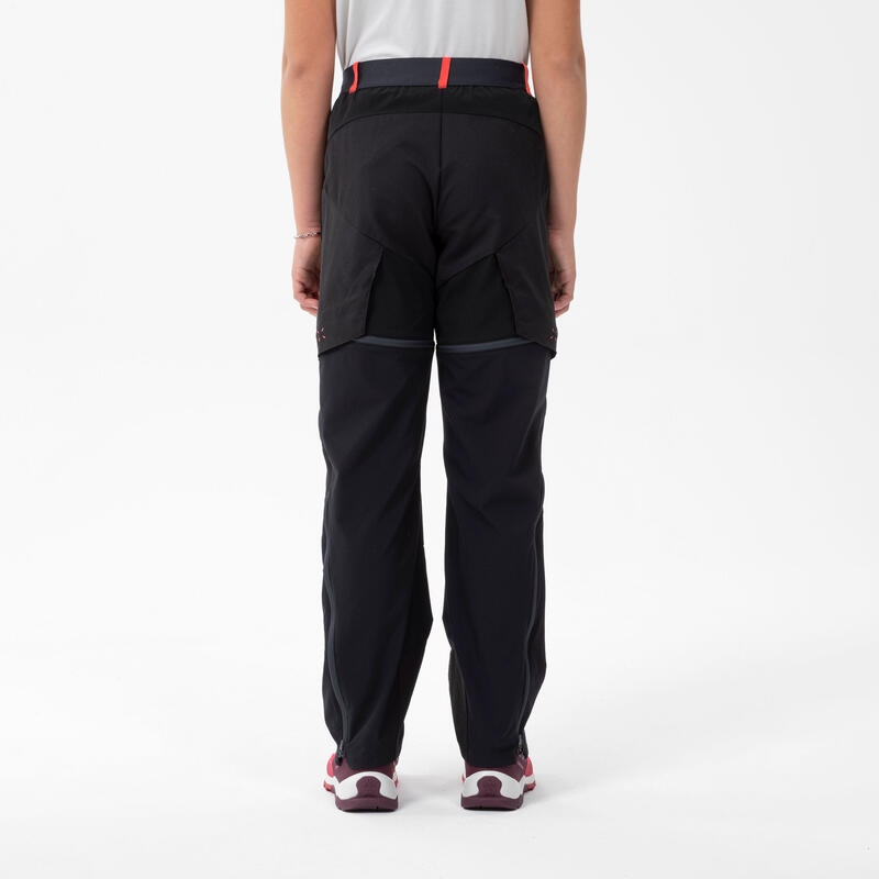 Pantalon de randonnée modulable enfant MH500 ONEZIP noir 7-15 ans