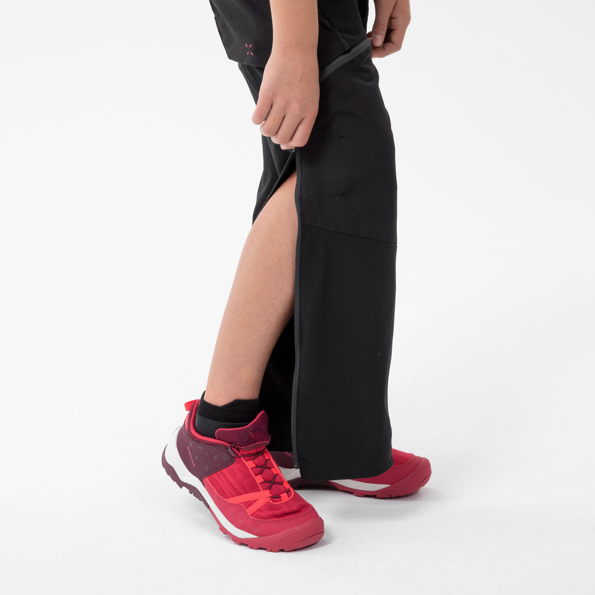 Kids’ Modular Hiking Trousers MH500 ONEZIP Aged 7-15 - Black 3/7
