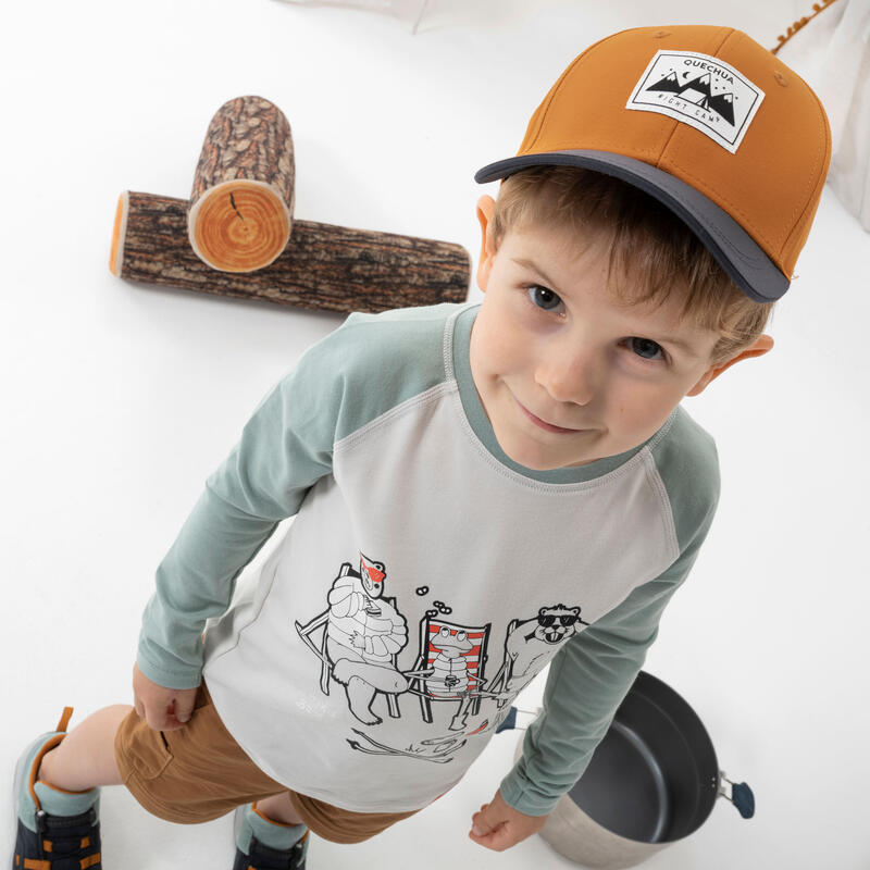 Camiseta de montaña y trekking protección solar Niños 2-6 años Quechua beige