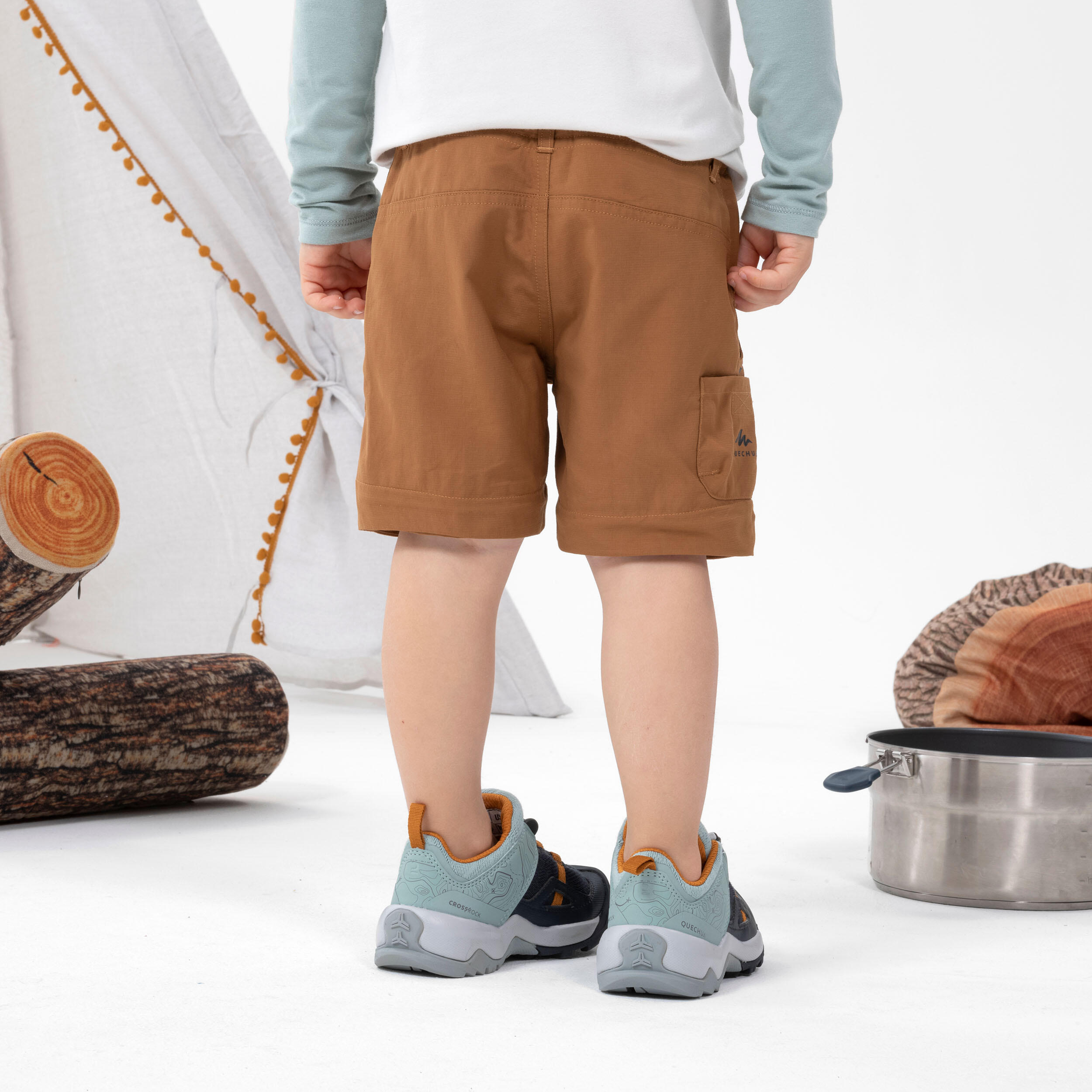 Wanderhose Zip-Off-Hose Kinder Gr. 92–116 Bergwandern - MH500 braun 4/8