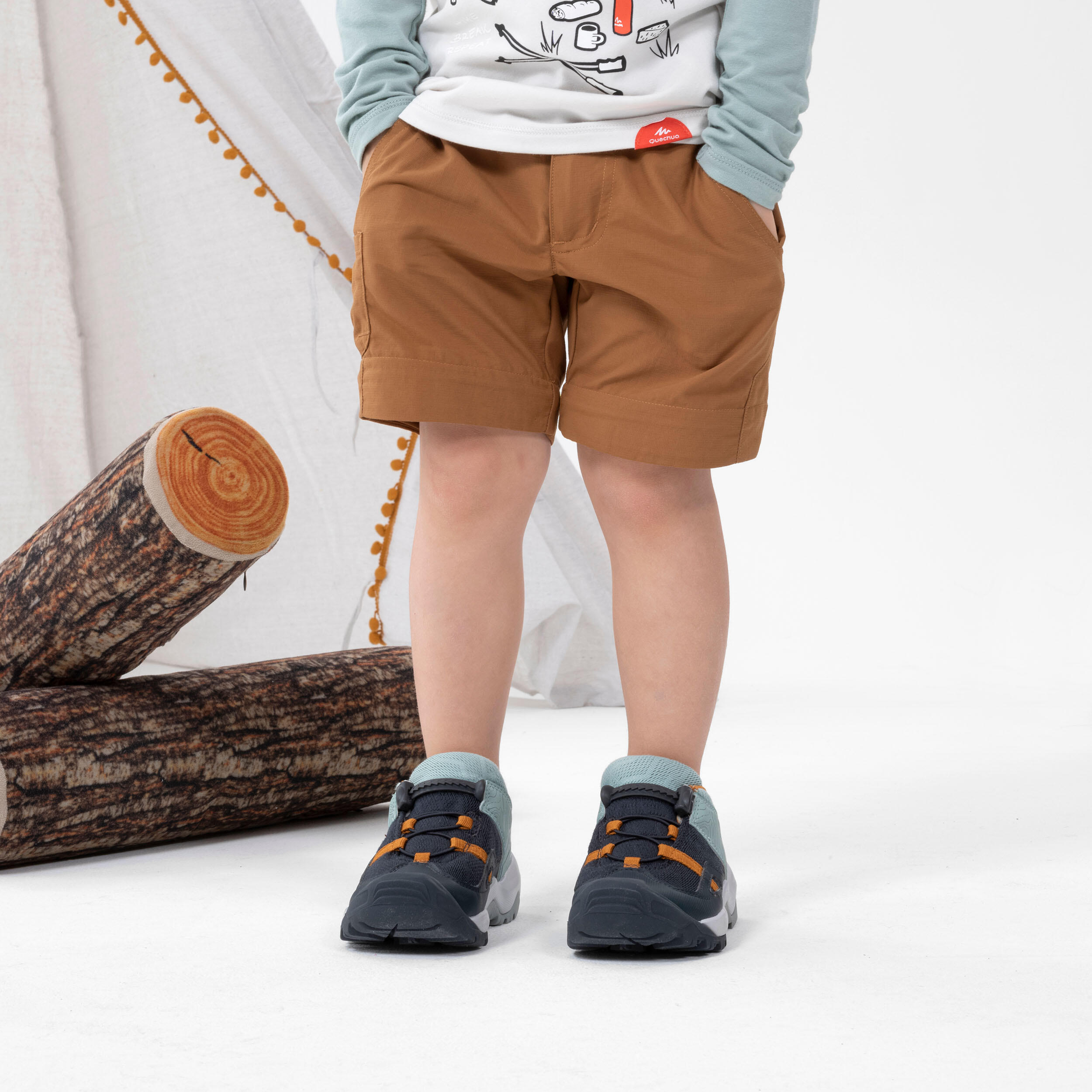 Wanderhose Zip-Off-Hose Kinder Gr. 92–116 Bergwandern - MH500 braun 5/8