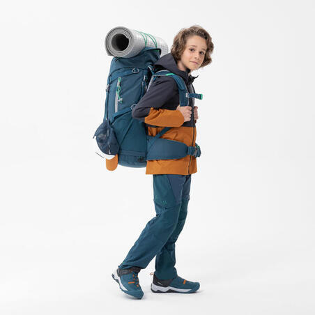 Куртка походная водонепроницаемая для детей 7–15 лет серо-охровая MH500