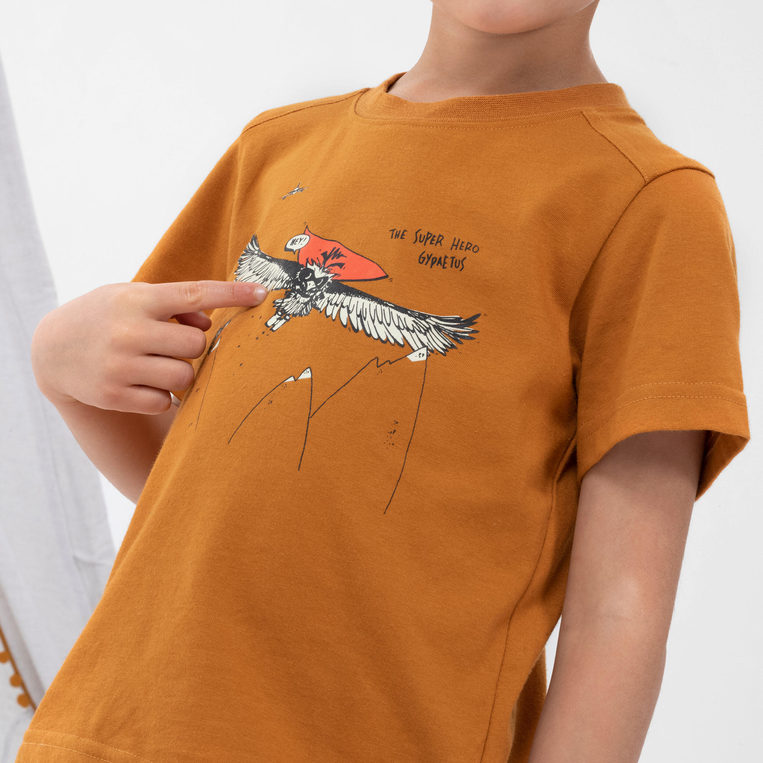 Kids' Hiking T-Shirt MH100 KID Aged 2-6 - Phosphorescent Brown 6/7