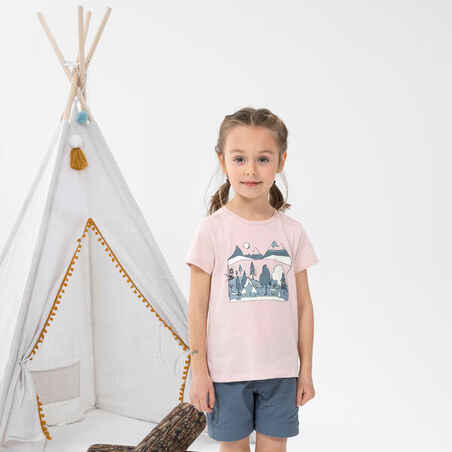 Kids' Hiking T-Shirt - MH100 KID Aged 2-6 - Phosphorescent Pale Pink