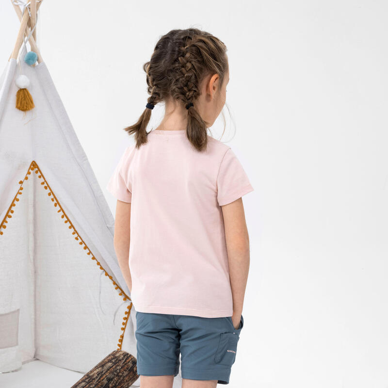 T-shirt de caminhada - MH100 Criança 2-6 anos - Rosa pálido fosforescente