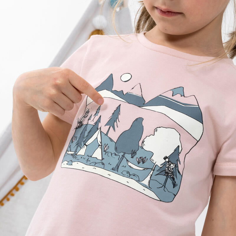 T-shirt de randonnée - MH100 KID rose pâle phosphorescent - enfant 2-6 ANS