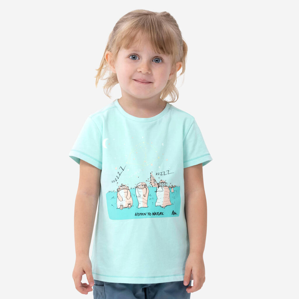 T-shirt de randonnée - MH100 KID rose pâle phosphorescent - enfant 2-6 ANS