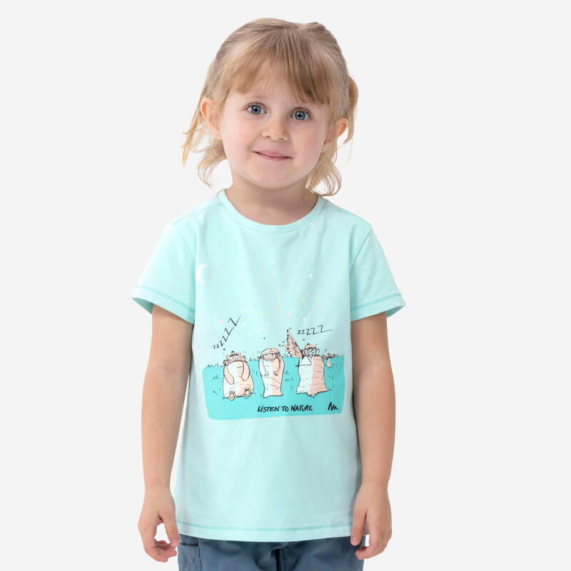 Wandel T-shirt MH100 fosforescerend turquoise kinderen 2-6 jaar