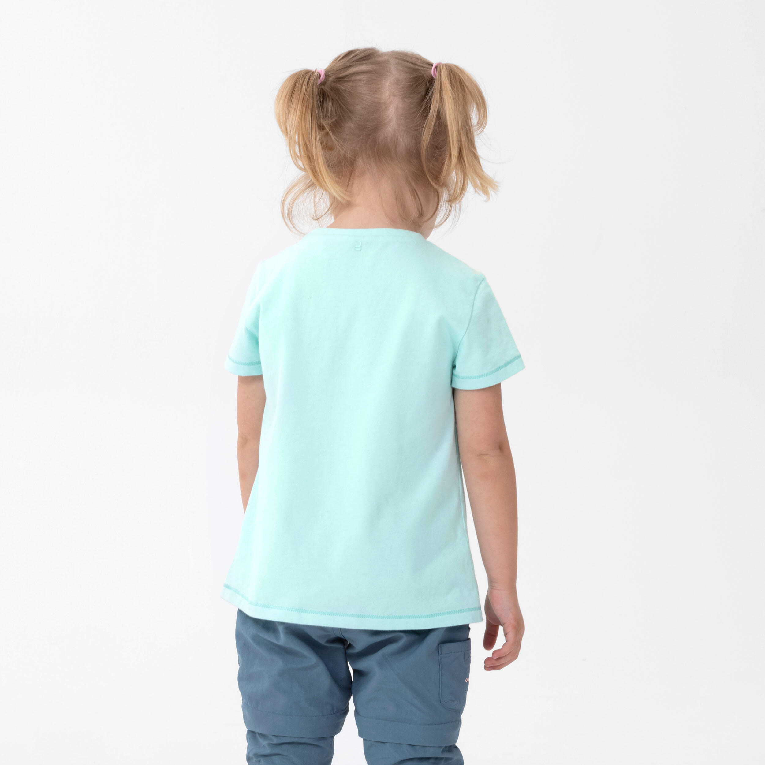Kids' Hiking T-Shirt - MH100 KID Aged 2-6 - Turquoise Glow 1/4