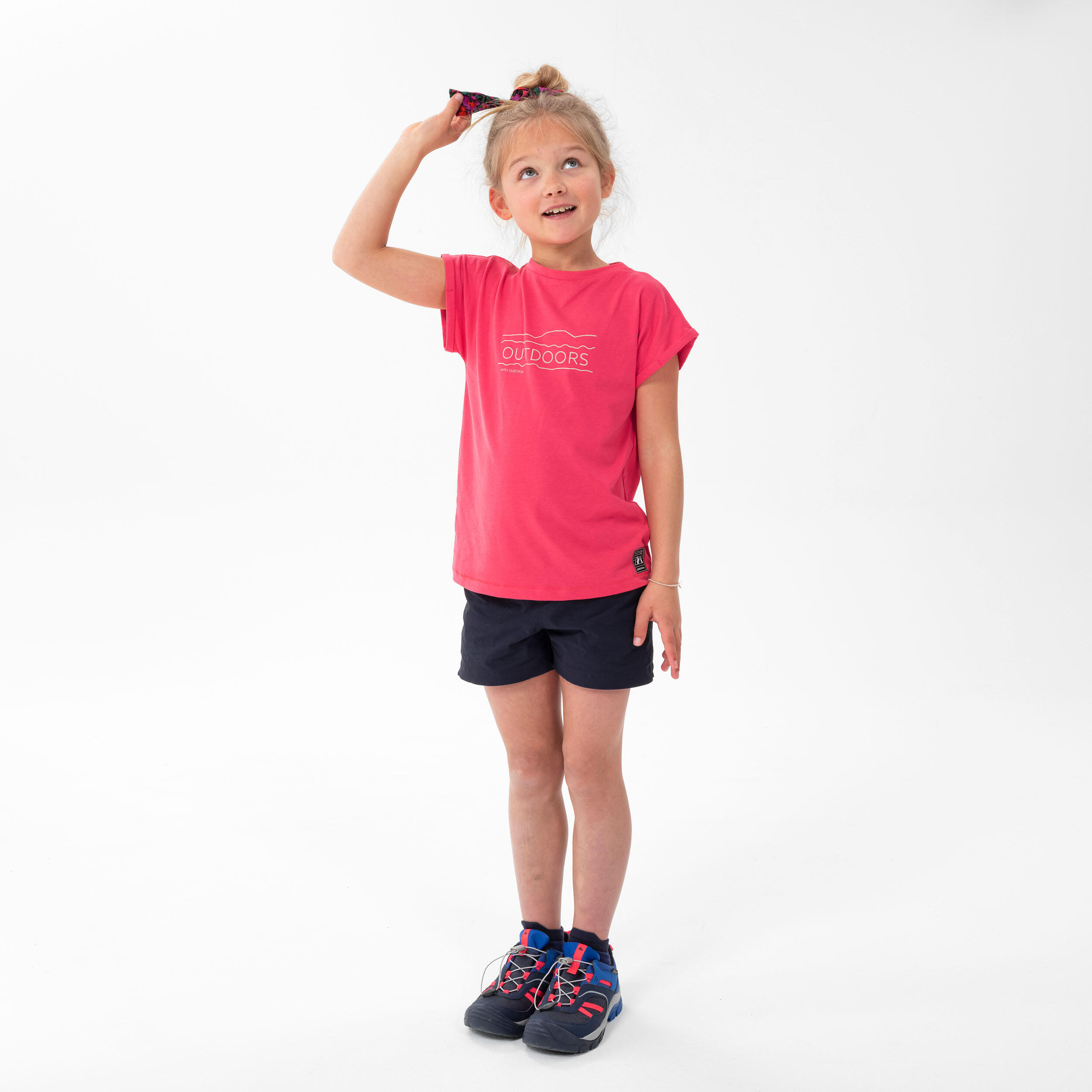 Kids' Hiking T-Shirt - MH100 Aged 7-15 - ROSE 2/4
