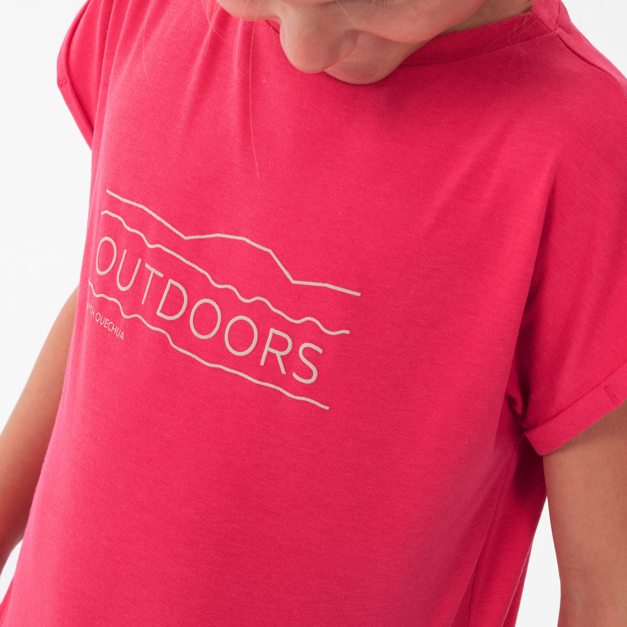 Kids' Hiking T-Shirt - MH100 Aged 7-15 - ROSE 4/4