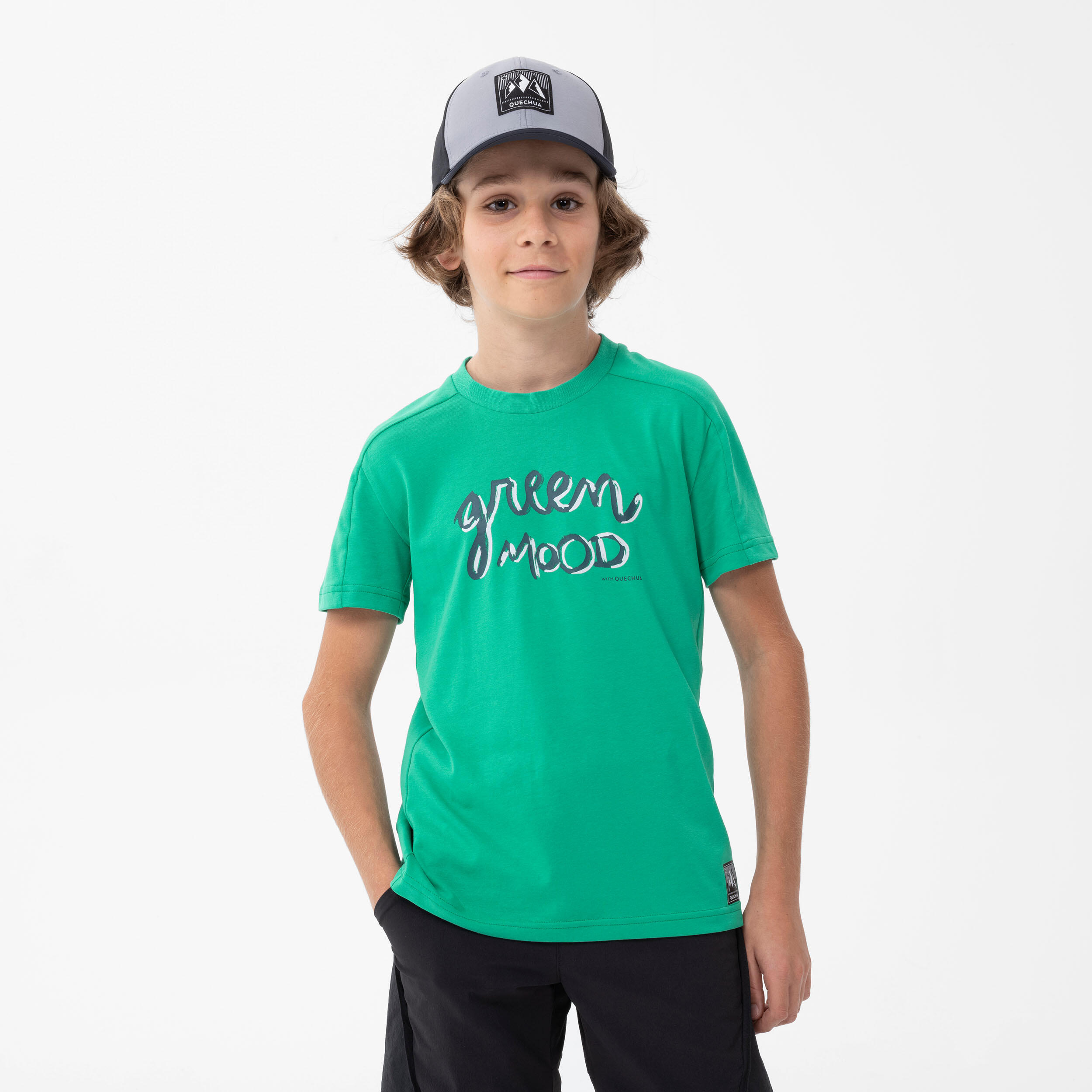 Kids' Hiking T-Shirt - MH100 Aged 7-15 - Green 3/6