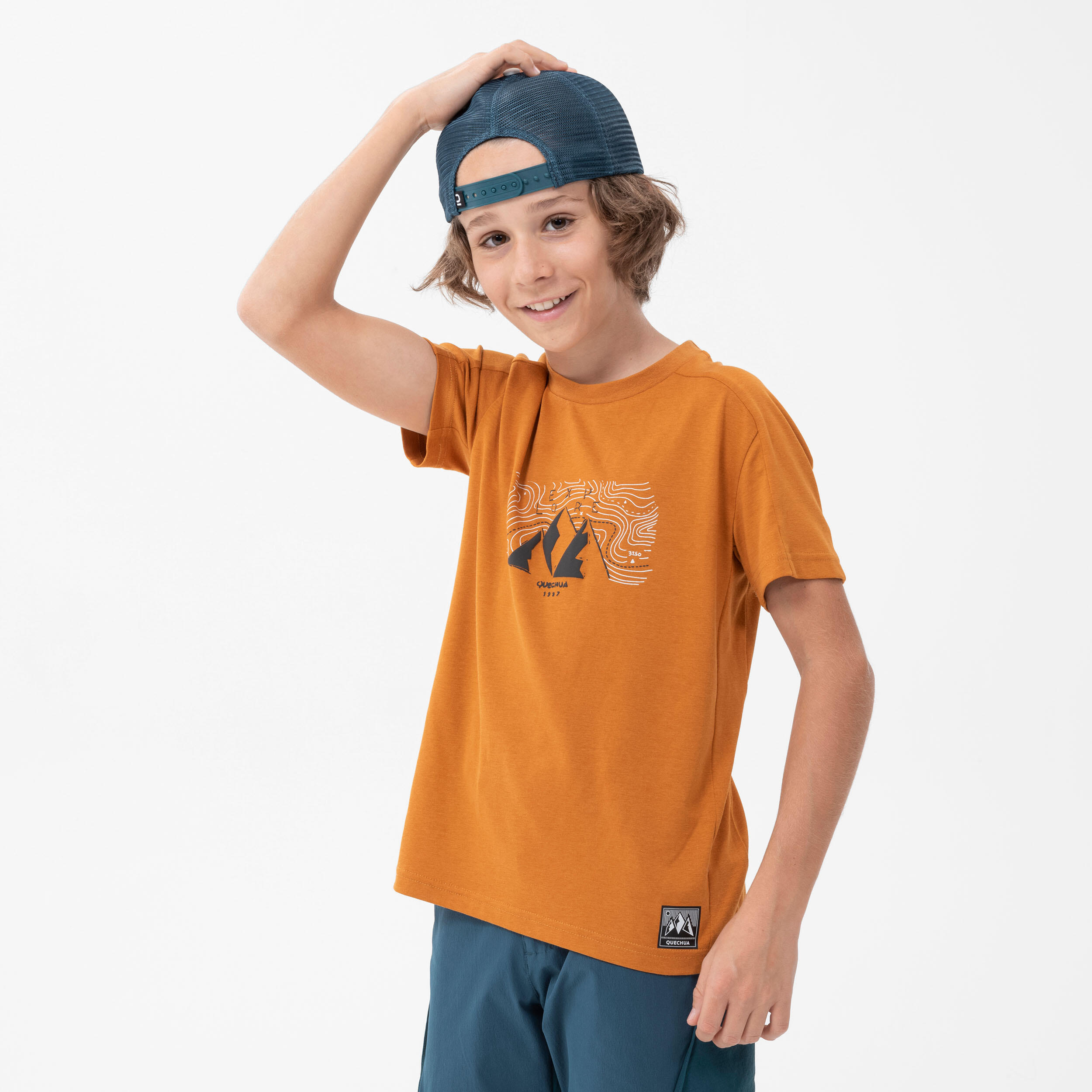 Kids' Hiking T-shirt MH100 7-15 Years - ochre 3/6